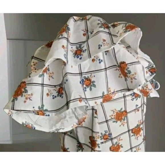Zara Dress Size S Floral Ruffle Off The Shoulder Front Tie - Picture 4 of 9
